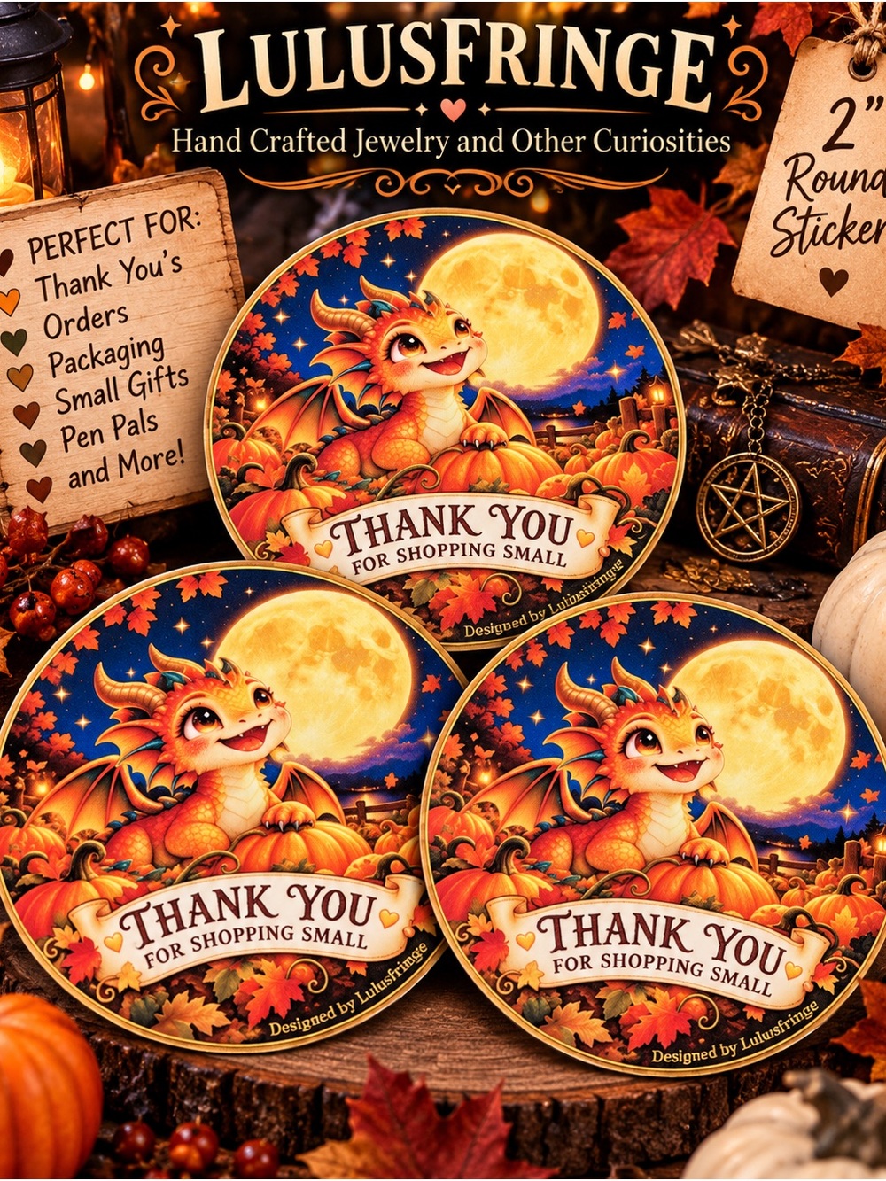 24/$15 Artisan Autumn ‘Thank You' 2” Round Stickers